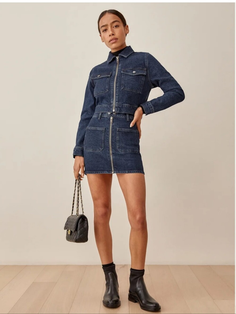NWT Reformation Anna Patch Pocket Denim Skirt 29 Vacation Frstival Boho Norm